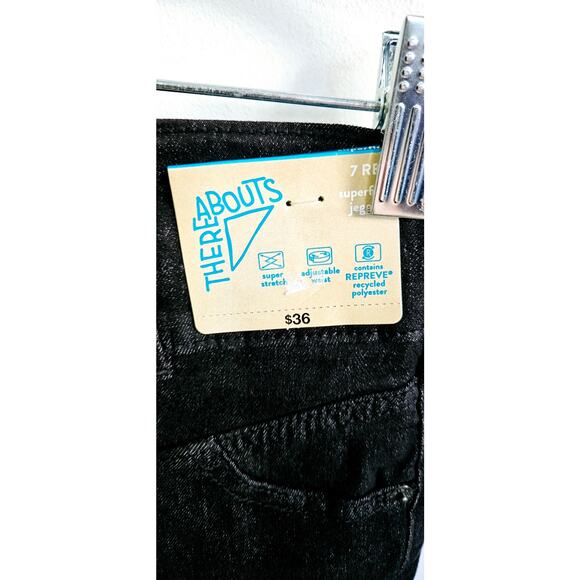 There Abouts Girls 7 Super Stretchy Jeggings Washed Black Skater Grunge New - Picture 4 of 8